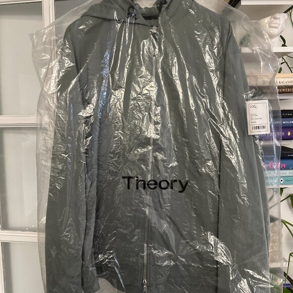 Men's Theory Haskel Kelso Piqué Packable Jacket in Steel Green - Picture 4 of 9